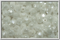 B�hm. Glasschliffperle, PRECIOSA, feuerpol., 4mm, white, alabaster, white iris. sfinx, 50 Stk.