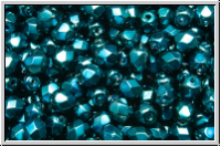 B�hm. Glasschliffperle, PRECIOSA, feuerpol., 4mm, black, op., aqua pearl, 50 Stk.