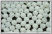 b�hm. Glasperle, rund, 6mm, white, op., 25 Stk.