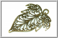 Anh�nger "Filigranes Blatt" (Statement), 71x55x3mm, antikmessingfb., Metall, 1 Stk.