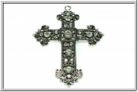 Anh�nger "Kreuz m. Zirkonen" (Statement), 87x67x6mm, antiksilberfb., Metall, 1 Stk.