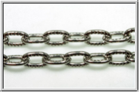 Gliederkette, oval, gerillt, 7x4mm, antiksilberfb., Metall, 1m