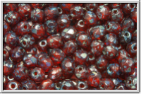 B�hm. Glasschliffperle, feuerpol., 4mm, hyacinth, trans., silver picasso, 50 Stk.