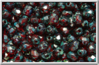 B�hm. Glasschliffperle, feuerpol., 4mm, siam, trans., silver picasso, 50 Stk.