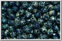 B�hm. Glasschliffperle, feuerpol., 4mm, lapis, op., silver picasso, 50 Stk.