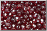 B�hm. Glasschliffperle, feuerpol., 4mm, garnet, lt., trans., luster, 50 Stk.