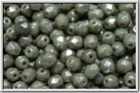 B�hm. Glasschliffperle, feuerpol., 4mm, anthrazit, op., luster, 50 Stk.