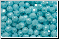 B�hm. Glasschliffperle, feuerpol., 4mm, aqua, lt., op., luster, 50 Stk.