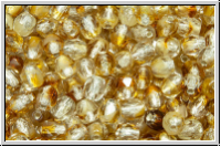 B�hm. Glasschliffperle, feuerpol., 4mm, crystal/topaz, trans., silver-ld., 50 Stk.