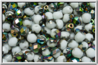 B�hm. Glasschliffperle, feuerpol., 4mm, white, op., half vitrail med., 50 Stk.