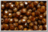 B�hm. Glasschliffperle, feuerpol., 4mm, brown, moonlight, 50 Stk.