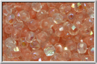 B�hm. Glasschliffperle, feuerpol., 4mm, rosaline/crystal, trans., moonlight, AB, 50 Stk.