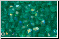 B�hm. Glasschliffperle, feuerpol., 4mm, teal, trans., matte, AB, 50 Stk.