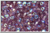 B�hm. Glasschliffperle, feuerpol., 4mm, amethyst, trans., AB, 50 Stk.
