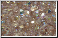 B�hm. Glasschliffperle, feuerpol., 4mm, amethyst, pale, trans., AB, 50 Stk.