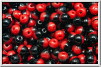 b�hm. Glasperle, rund, 4mm, red/black, op., 50 Stk.