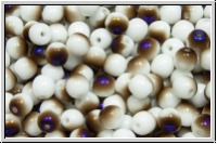 b�hm. Glasperle, rund, 4mm, white, alabaster, half azuro, 50 Stk.
