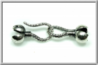Haken/Haken-Verschluss "Kordel", 23x12mm, antiksilberfb., Metall, 1 Paar