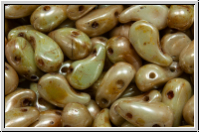 ZoliDuo�-Beads, 5x8mm, left, white, alabaster, green glaze, 25 Stk.