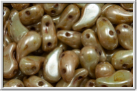 ZoliDuo�-Beads, 5x8mm, right, white, alabaster, green glaze, 25 Stk.