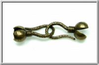 Haken/Haken-Verschluss "Kordel", 23x12mm, antikmessingfb., Metall, 1 Paar