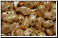 ZoliDuo�-Beads, 5x8mm, left, white, alabaster, white glaze, 25 Stk.