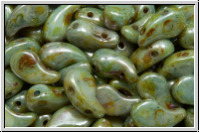 ZoliDuo�-Beads, 5x8mm, left, white, alabaster, blue/brown marbled, 25 Stk.