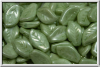 Bl�tter, 9x14mm, gewellt, side-drilled, white, op., lt. green marbled, 10 Stk.