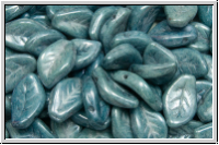 Bl�tter, 9x14mm, gewellt, side-drilled, white, op., blue/grey marbled, 10 Stk.