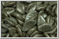 Bl�tter, 9x14mm, gewellt, side-drilled, white, op., grey marbled, 10 Stk.