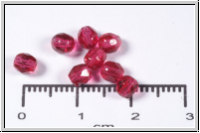 B�hm. Glasschliffperle, feuerpol., 4mm, fuchsia, trans., 50 Stk.