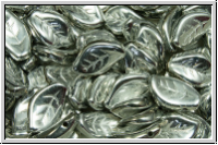 Bl�tter, 9x14mm, gewellt, side-drilled, crystal, trans., full silver, 10 Stk.