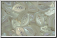 Bl�tter, 9x14mm, gewellt, side-drilled, crystal, trans., full AB, matte, 10 Stk.