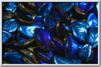 Bl�tter, 9x14mm, gewellt, side-drilled, crystal, trans., full azuro, 10 Stk.