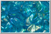 Bl�tter, 9x14mm, gewellt, side-drilled, aqua, trans., AB, 10 Stk.
