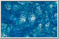 Bl�tter, 9x14mm, gewellt, side-drilled, aqua, trans., blue painted, 10 Stk.