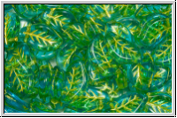 Bl�tter, 9x14mm, gewellt, side-drilled, aqua, trans., gold painted, 10 Stk.