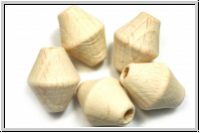 Holzperle, Bicone, natur, ca. 15x19mm, 5 Stk.