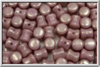 Diabolo-Beads, 5x5mm, white, op., rose marbled, 25 Stk.