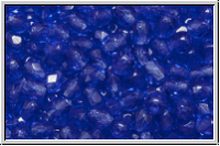 B�hm. Glasschliffperle, feuerpol., 4mm, blue, trans., 50 Stk.