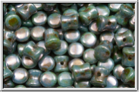 Diabolo-Beads, 5x5mm, white, op., blue/brown marbled, 25 Stk.