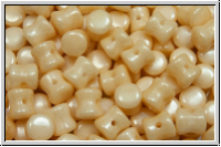 Diabolo-Beads, 5x5mm, white, op., champagne luster, 25 Stk.