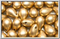 Drop Beads, 6x9mm, gold, met., satin, 20 Stk.
