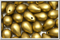 Drop Beads, 6x9mm, brass, met., satin, 20 Stk.
