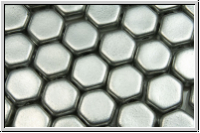 2-Loch-Honeycomb-Beads, 6mm, silver, met., satin, 30 Stk.
