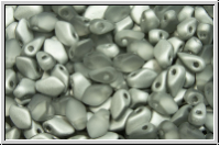 Gekko�-Beads, 3x5mm, crystal, trans., half silver, matte, 50 Stk.