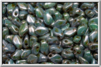 Gekko�-Beads, 3x5mm, white, op., blue/brown marbled, 50 Stk.
