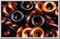 Glasring, 10x3,2mm, black, op., half capri gold, 10 Stk.