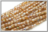 b�hm. Glasperle, rund, 2mm, crystal, trans., brown AB, 1 Strang