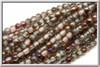 b�hm. Glasperle, rund, 2mm, crystal, trans., half sliperit, 1 Strang